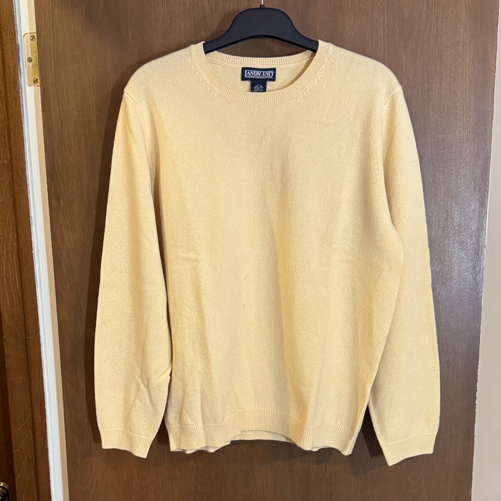 Lands' End Women’s Pale Yellow 100% Cashmere Sweater Size Large